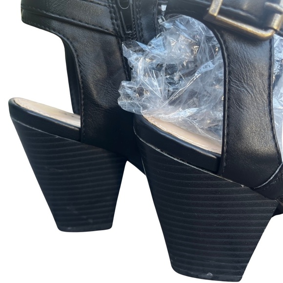 Shoe Dazzle Black Open Peep Toe Ankle Block Woven Heeled Dressy Sandal Size 7.5 - Picture 13 of 15